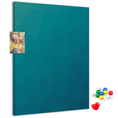Bacheca di sughero con stampa geometrica blu