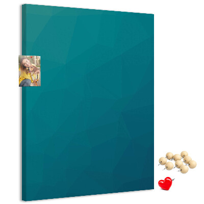 Bacheca di sughero con stampa geometrica blu