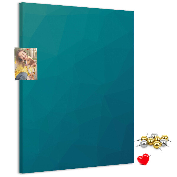 Bacheca di sughero con stampa geometrica blu