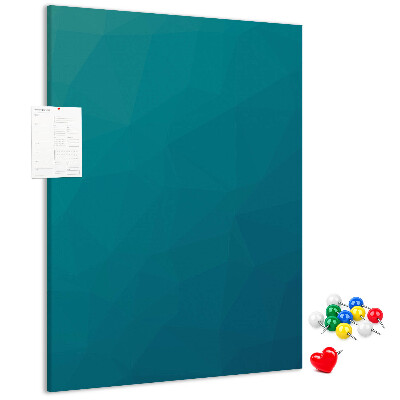 Bacheca di sughero con stampa geometrica blu