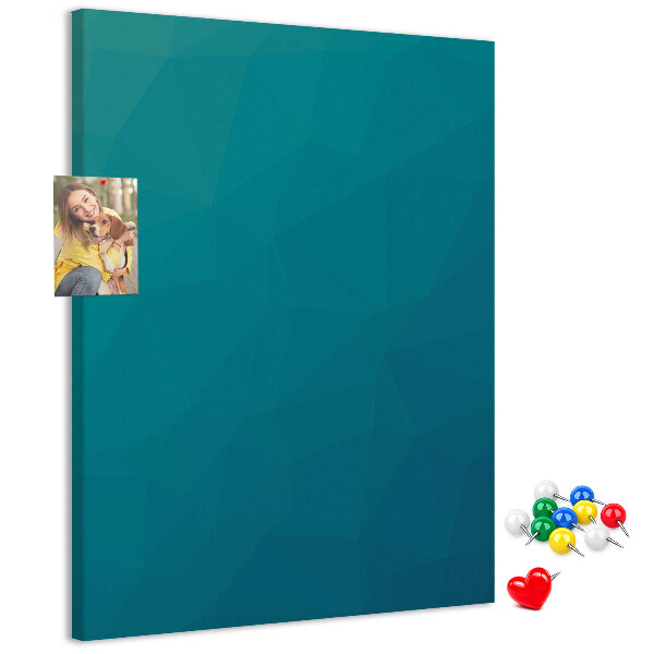 Bacheca di sughero con stampa geometrica blu