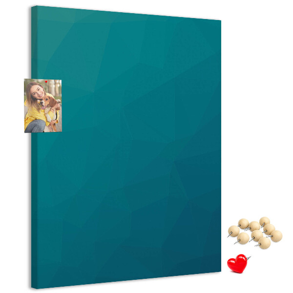 Bacheca di sughero con stampa geometrica blu