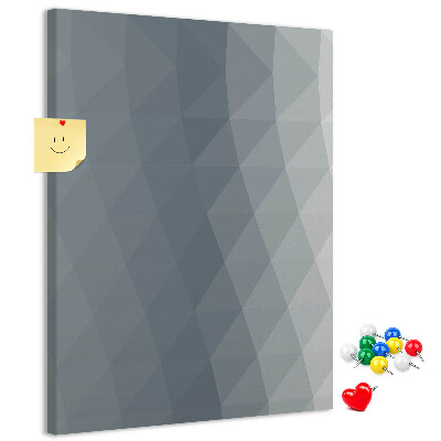 Bacheca di sughero con motivo geometrico in diverse tonalità di grigio