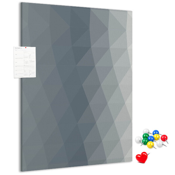Bacheca di sughero con motivo geometrico in diverse tonalità di grigio