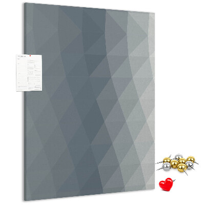 Bacheca di sughero con motivo geometrico in diverse tonalità di grigio