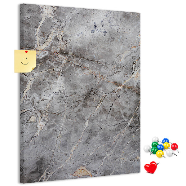 Bacheca di sughero con motivo marmo grigio dalle venature delicate