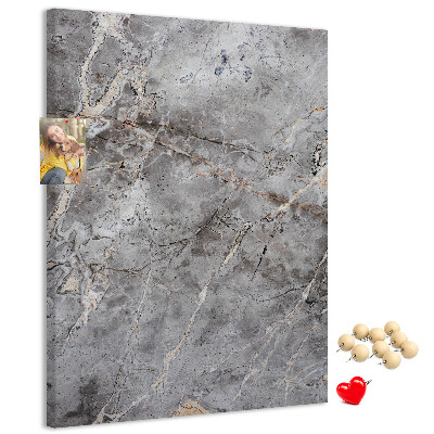Bacheca di sughero con motivo marmo grigio dalle venature delicate