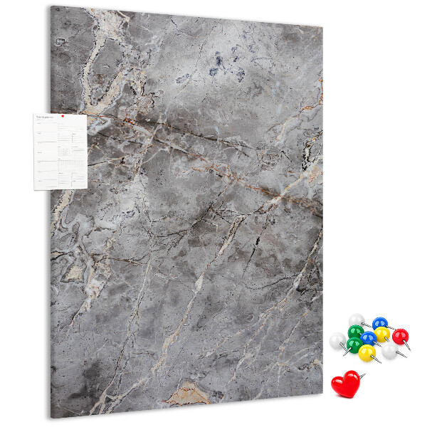 Bacheca di sughero con motivo marmo grigio dalle venature delicate