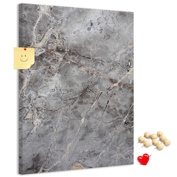 Bacheca di sughero con motivo marmo grigio dalle venature delicate