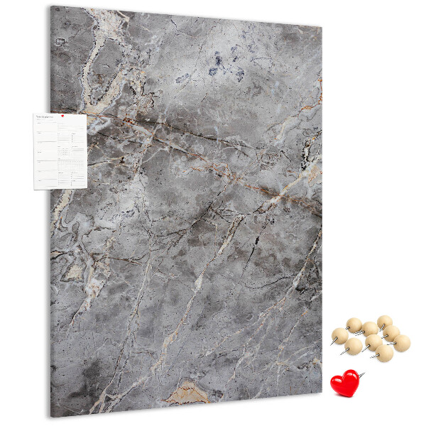 Bacheca di sughero con motivo marmo grigio dalle venature delicate