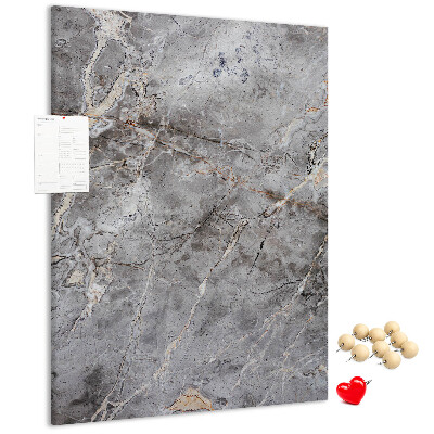 Bacheca di sughero con motivo marmo grigio dalle venature delicate