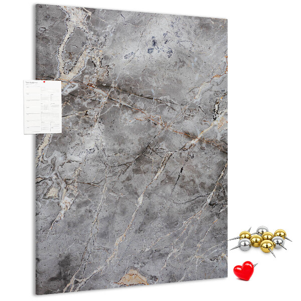 Bacheca di sughero con motivo marmo grigio dalle venature delicate