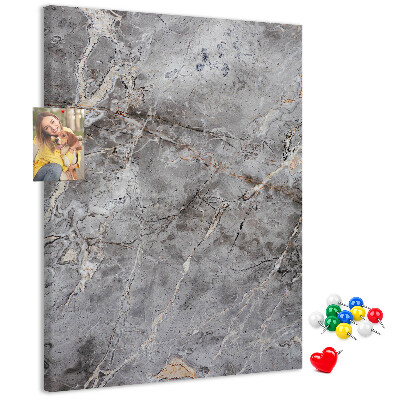 Bacheca di sughero con motivo marmo grigio dalle venature delicate
