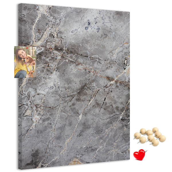 Bacheca di sughero con motivo marmo grigio dalle venature delicate