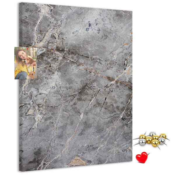 Bacheca di sughero con motivo marmo grigio dalle venature delicate