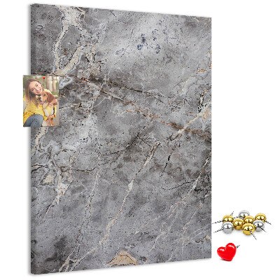 Bacheca di sughero con motivo marmo grigio dalle venature delicate