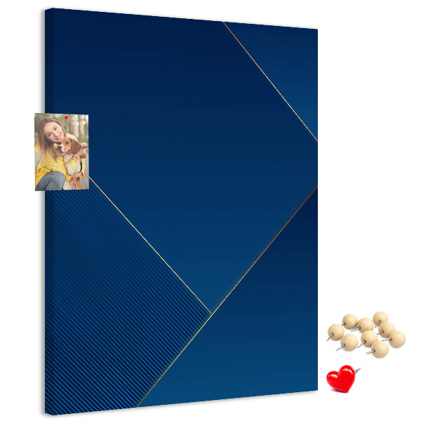 Bacheca di sughero con design moderno nei toni del blu