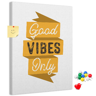 Bacheca di sughero con grafica elegante e vibrazioni positive