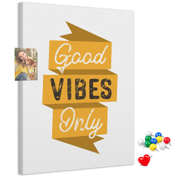 Bacheca di sughero con grafica elegante e vibrazioni positive