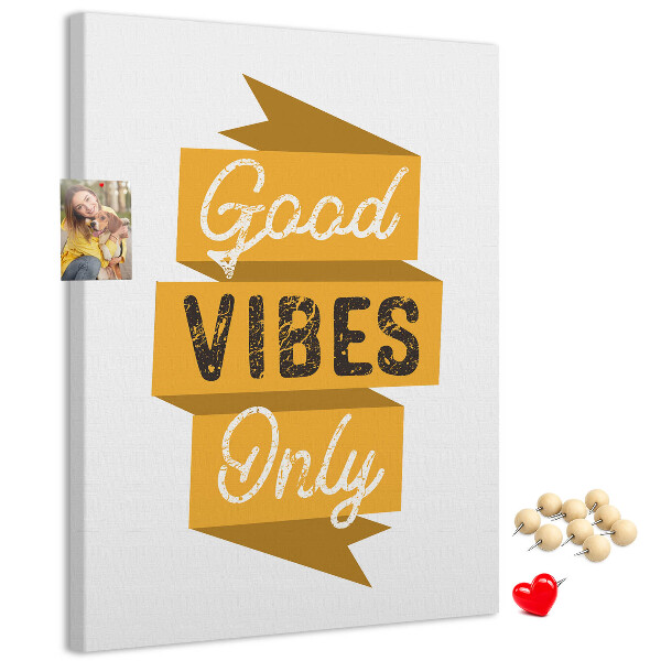 Bacheca di sughero con grafica elegante e vibrazioni positive