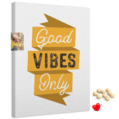 Bacheca di sughero con grafica elegante e vibrazioni positive