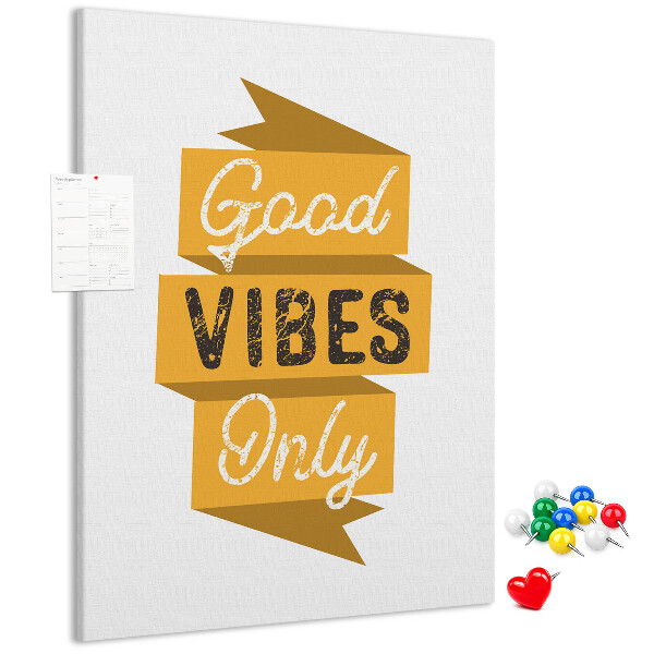 Bacheca di sughero con grafica elegante e vibrazioni positive