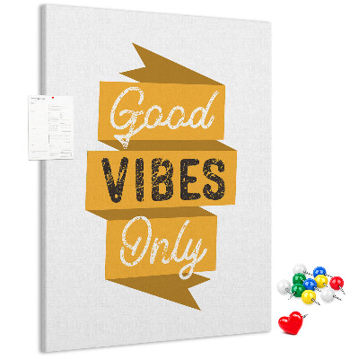 Bacheca di sughero con grafica elegante e vibrazioni positive