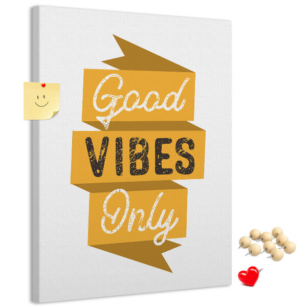 Bacheca di sughero con grafica elegante e vibrazioni positive