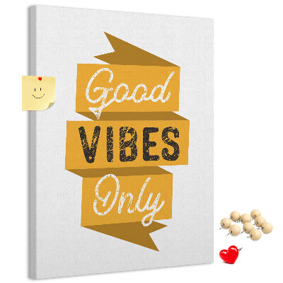 Bacheca di sughero con grafica elegante e vibrazioni positive