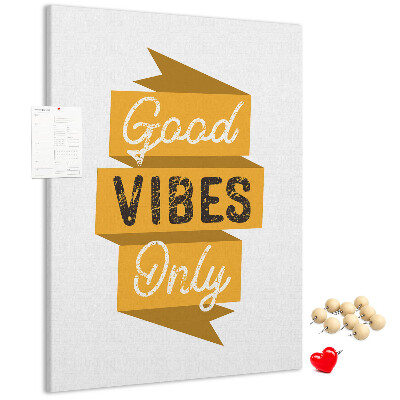 Bacheca di sughero con grafica elegante e vibrazioni positive