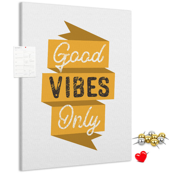Bacheca di sughero con grafica elegante e vibrazioni positive