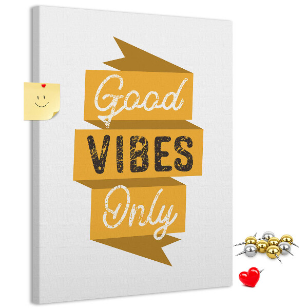 Bacheca di sughero con grafica elegante e vibrazioni positive