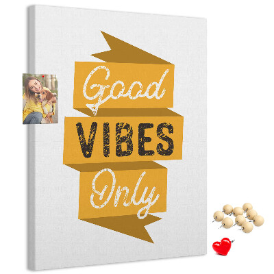 Bacheca di sughero con grafica elegante e vibrazioni positive