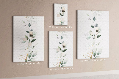 Bacheca di sughero con stampa di foglie delicate in varie tonalità di verde