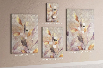 Bacheca di sughero con stampa di foglie delicate dai toni pastello