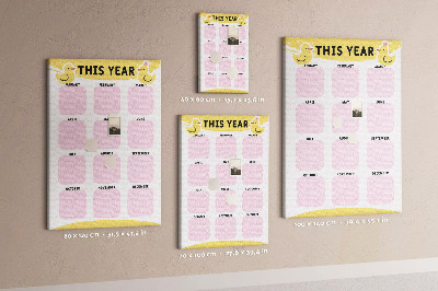 Bacheca di sughero con un allegro calendario a motivo uccellino
