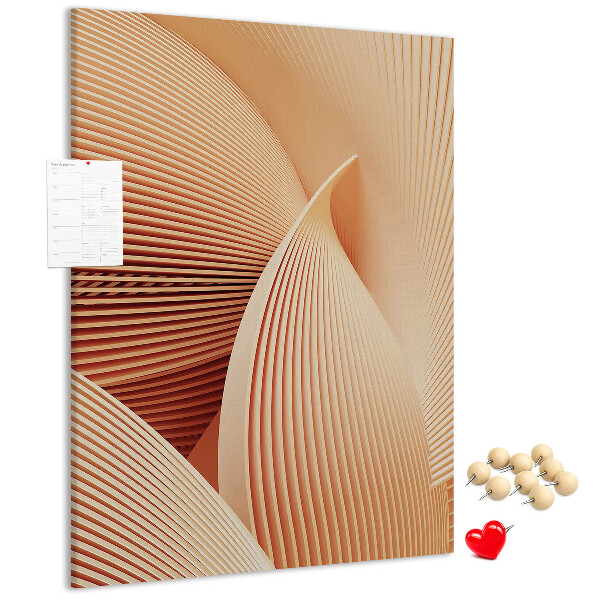 Lavagna in sughero con stampa di onde e curve nelle sfumature del beige