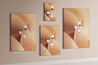 Lavagna in sughero con stampa di onde e curve nelle sfumature del beige