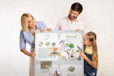 Bacheca di sughero con design a tema giungla e animali esotici