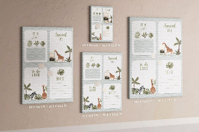 Bacheca di sughero con design a tema giungla e animali esotici