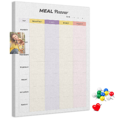 Bacheca di sughero pianificatore settimanale per i pasti