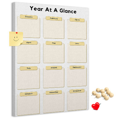 Bacheca di sughero con calendario annuale per la pianificazione degli eventi