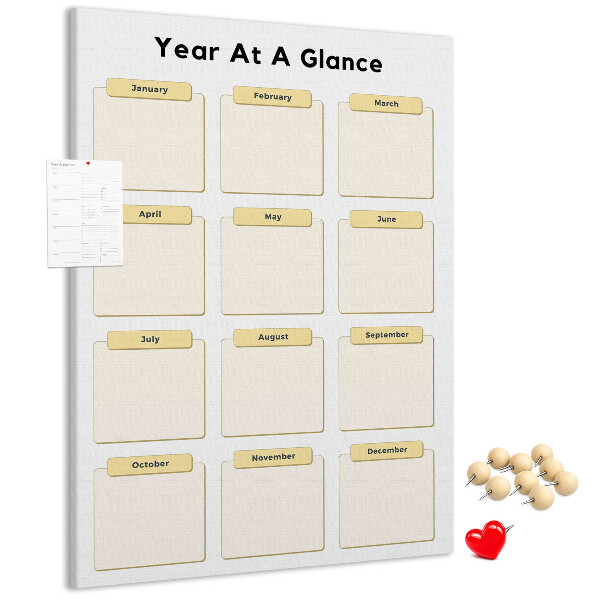 Bacheca di sughero con calendario annuale per la pianificazione degli eventi