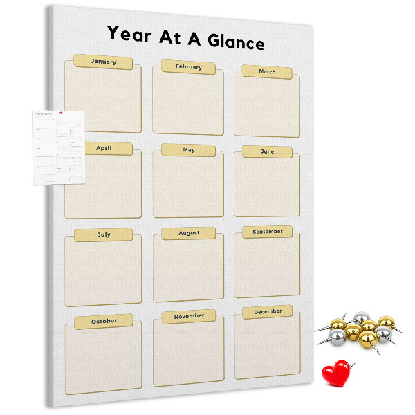 Bacheca di sughero con calendario annuale per la pianificazione degli eventi