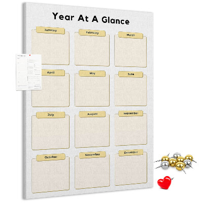 Bacheca di sughero con calendario annuale per la pianificazione degli eventi
