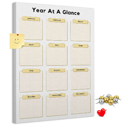 Bacheca di sughero con calendario annuale per la pianificazione degli eventi