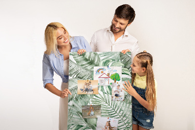 Lavagna in sughero con motivo a foglie tropicali in varie tonalità di verde