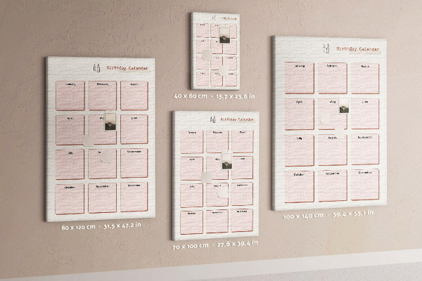 Bacheca di sughero calendario per compleanni con spazio per appunti