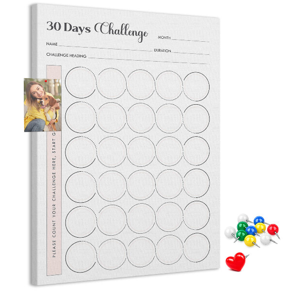 Bacheca di sughero piano di sfida di 30 giorni Circle Challenge