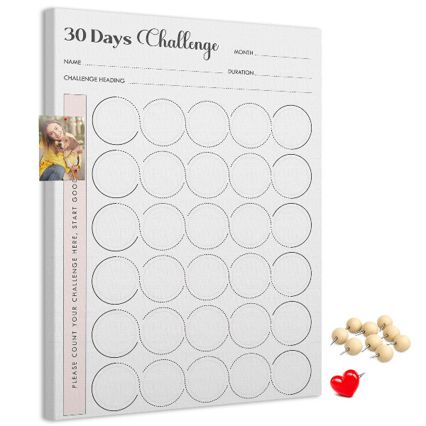 Bacheca di sughero piano di sfida di 30 giorni Circle Challenge